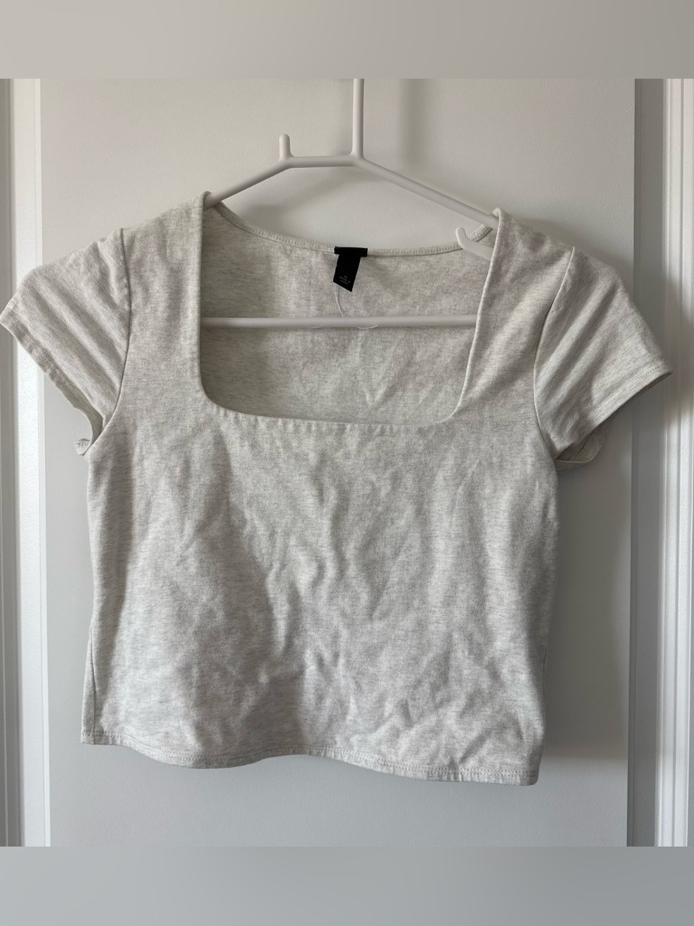 wild fable Square Neck Crop Top - Light Gray